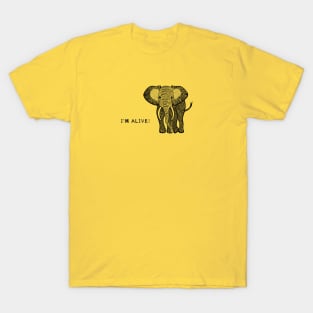 Elephant - I'm Alive! - detailed African animal design T-Shirt